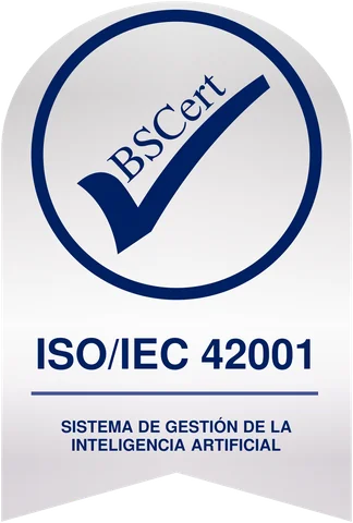 Sello ISO/IEC 42001, sistema de gestión de la inteligencia artificial, certificado por BSCert